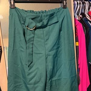 Elegant emerald green straight-Leg Pants